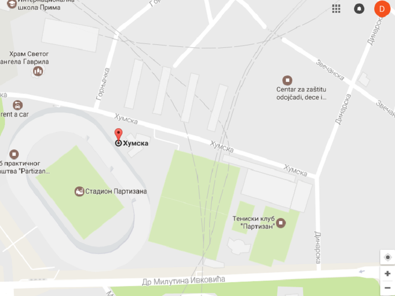 mapa - streljački klub Partizan ispod istočne tribine stadiona partizan